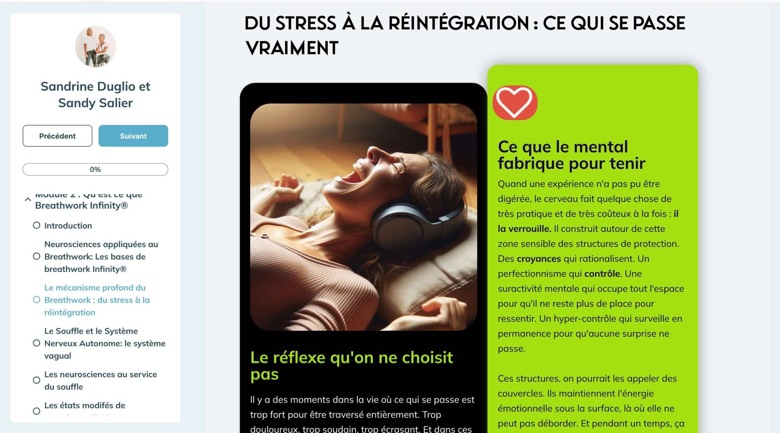 Detailed content of the modules of the online Breathwork training